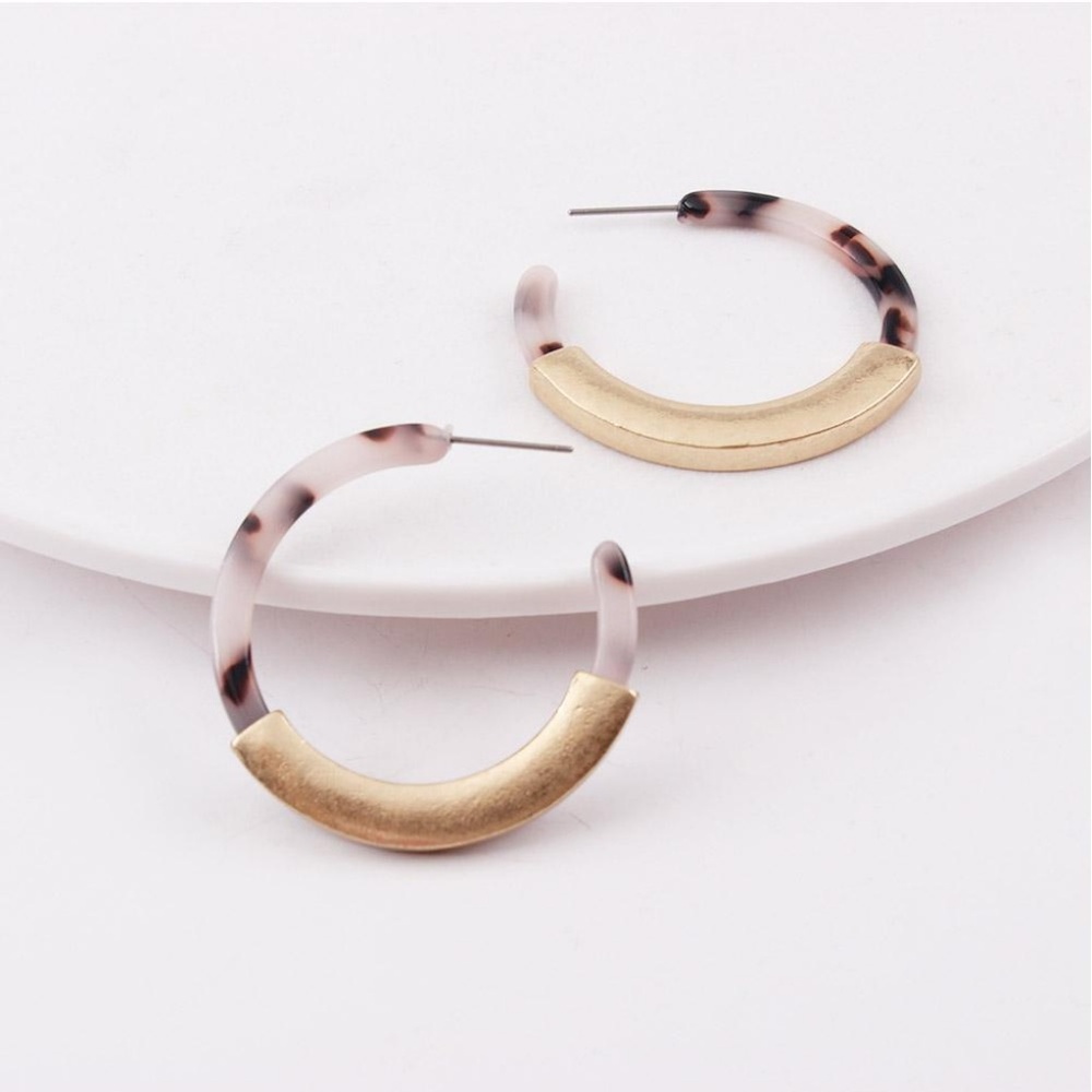 Gold Bar Leopard Acrylic Tortoise Shell Earrings